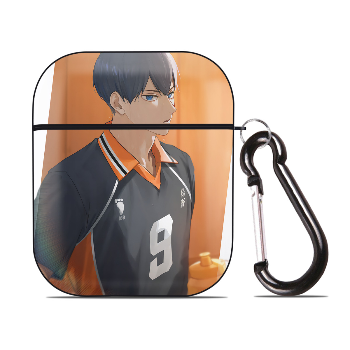 （画像用） ハイキュー!! Haikyu!! AirPods 第2世代保護ケース ハードシェル ブラック 耐衝撃・防指紋・カラビナ付き