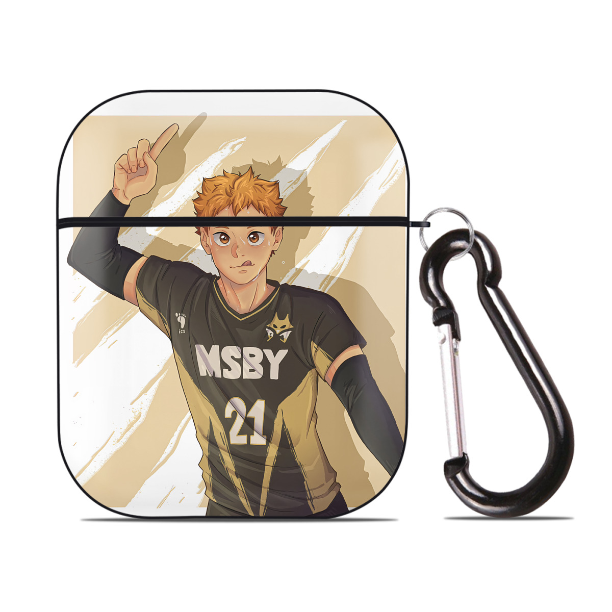 （画像用） ハイキュー!! Haikyu!! AirPods 第2世代保護ケース ハードシェル ブラック 耐衝撃・防指紋・カラビナ付き