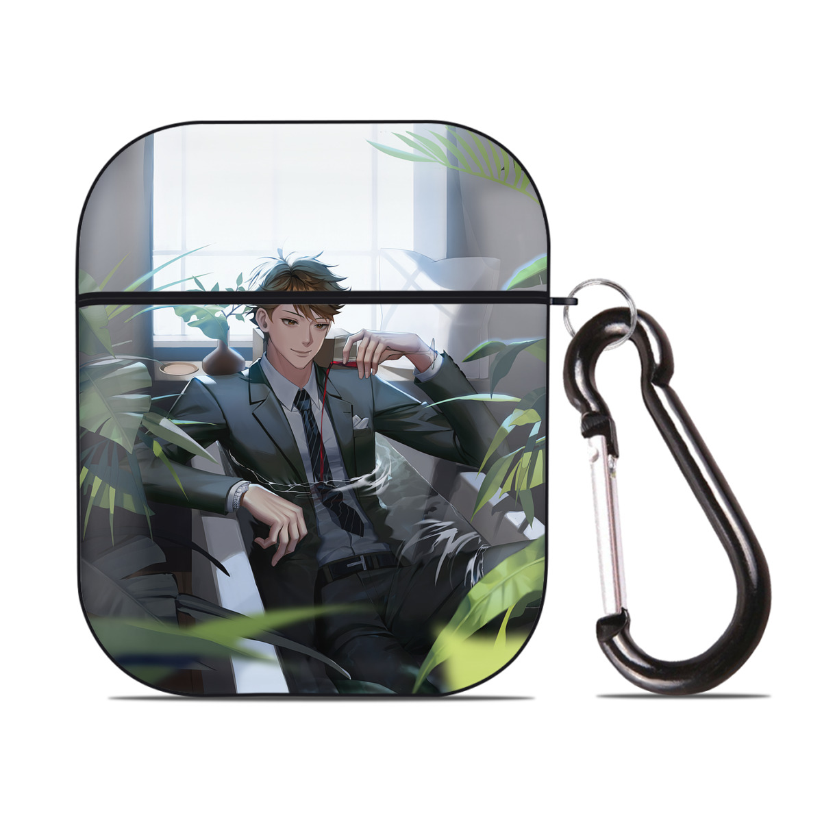 （画像用） ハイキュー!! Haikyu!! AirPods 第2世代保護ケース ハードシェル ブラック 耐衝撃・防指紋・カラビナ付き
