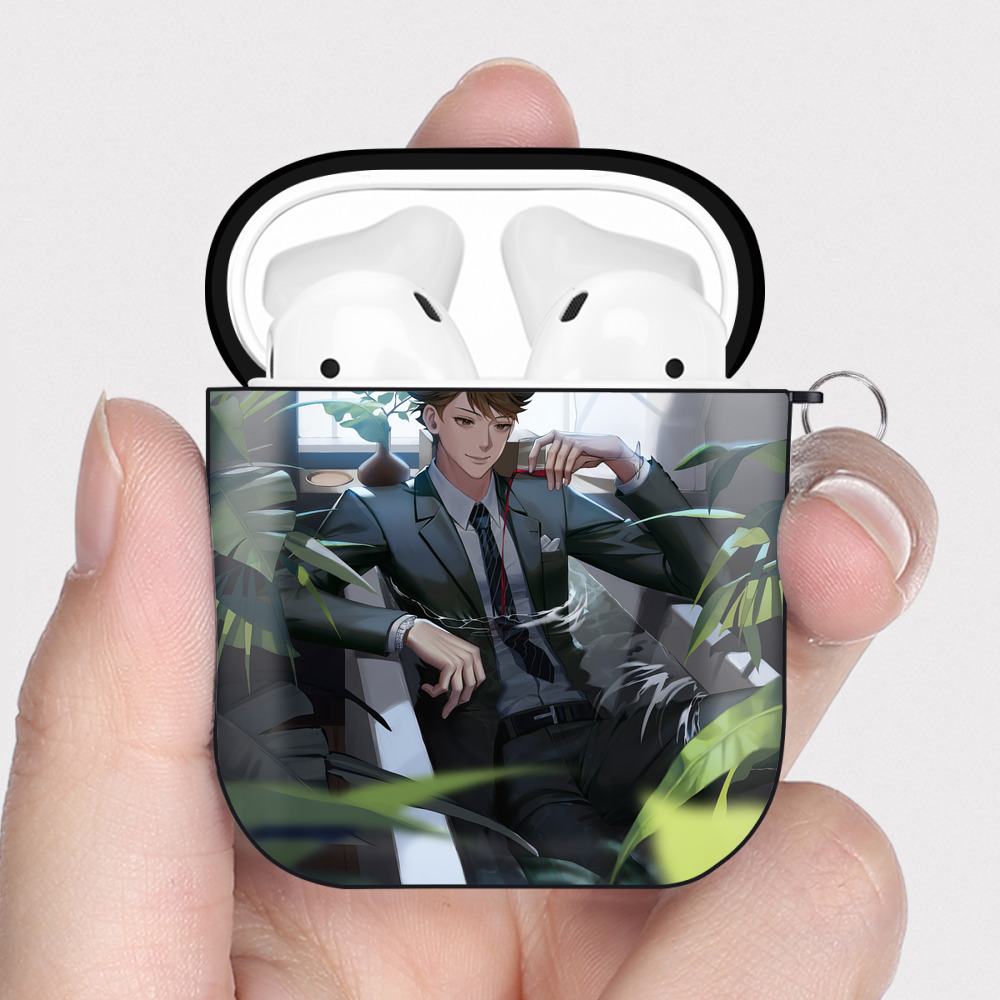 （画像用） ハイキュー!! Haikyu!! AirPods 第2世代保護ケース ハードシェル ブラック 耐衝撃・防指紋・カラビナ付き