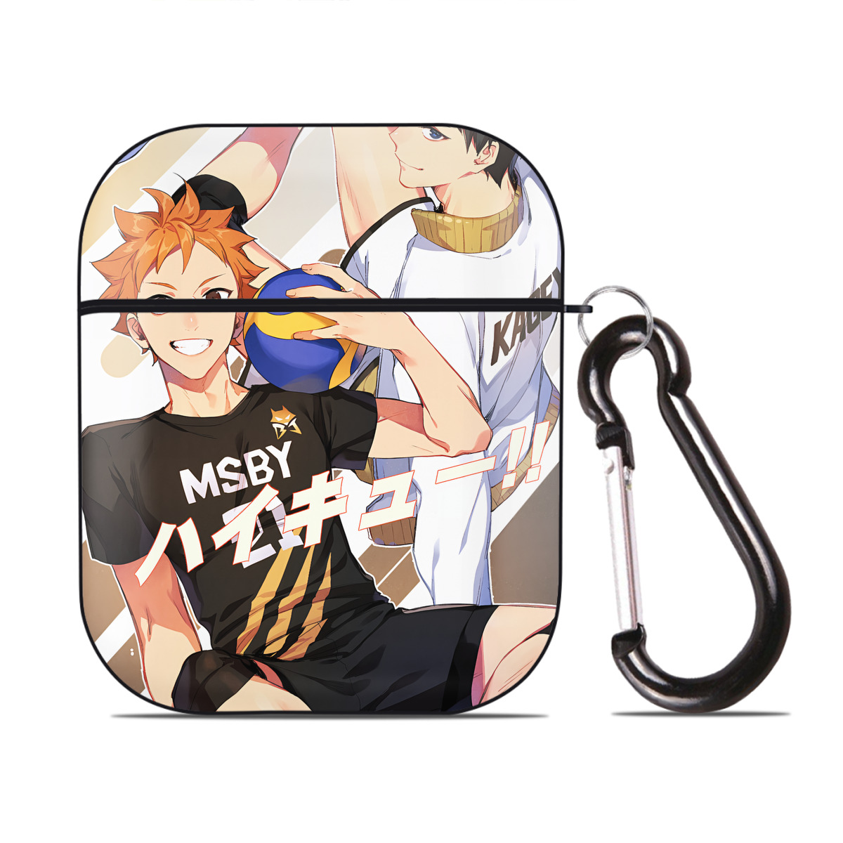 （画像用） ハイキュー!! Haikyu!! AirPods 第2世代保護ケース ハードシェル ブラック 耐衝撃・防指紋・カラビナ付き