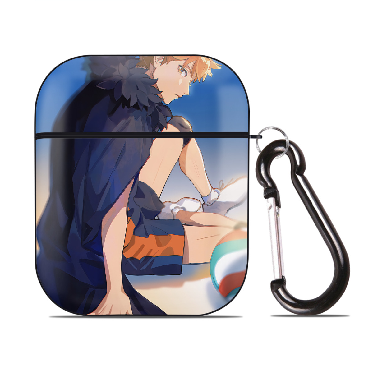 （画像用） ハイキュー!! Haikyu!! AirPods 第2世代保護ケース ハードシェル ブラック 耐衝撃・防指紋・カラビナ付き
