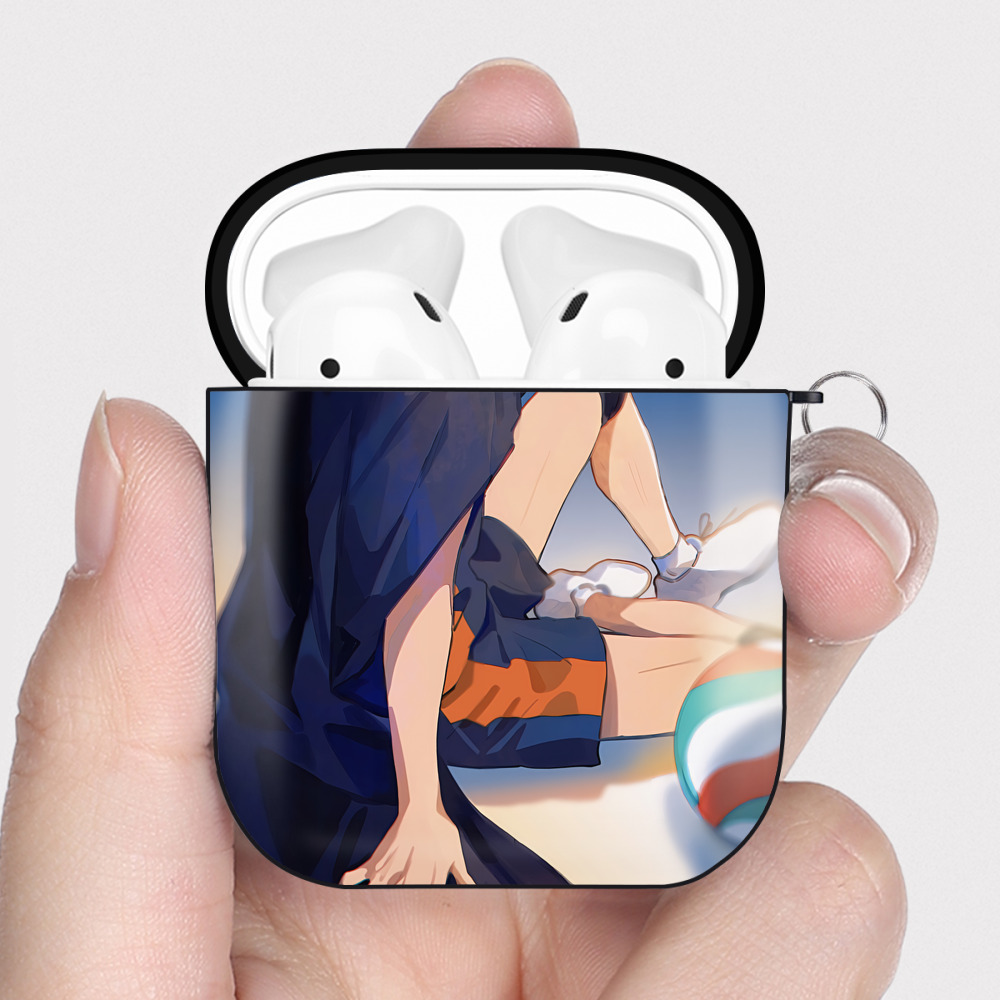 （画像用） ハイキュー!! Haikyu!! AirPods 第2世代保護ケース ハードシェル ブラック 耐衝撃・防指紋・カラビナ付き