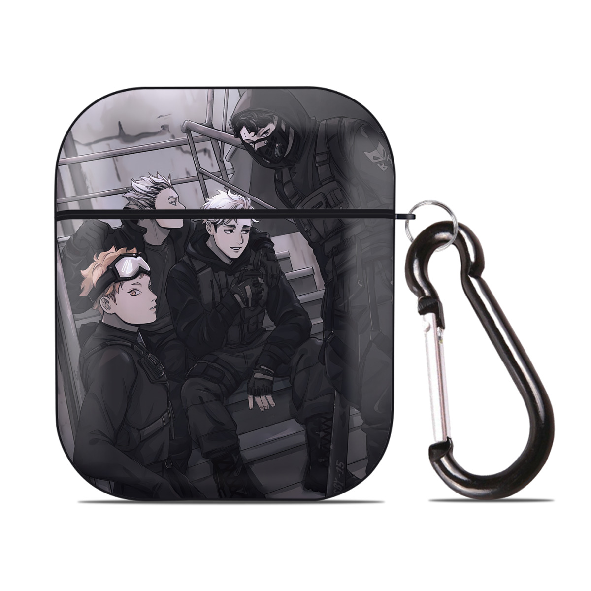 （画像用） ハイキュー!! Haikyu!! AirPods 第2世代保護ケース ハードシェル ブラック 耐衝撃・防指紋・カラビナ付き