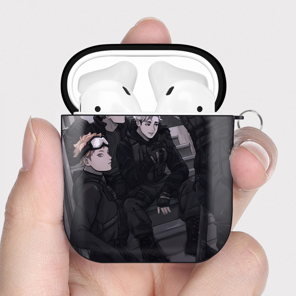 （画像用） ハイキュー!! Haikyu!! AirPods 第2世代保護ケース ハードシェル ブラック 耐衝撃・防指紋・カラビナ付き