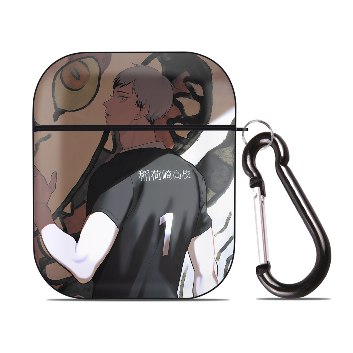 （画像用） ハイキュー!! Haikyu!! AirPods 第2世代保護ケース ハードシェル ブラック 耐衝撃・防指紋・カラビナ付き