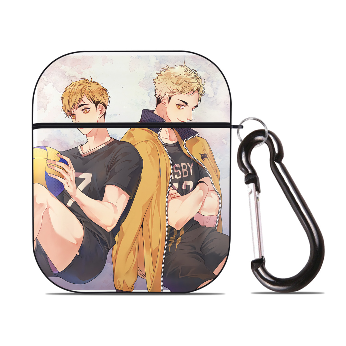 （画像用） ハイキュー!! Haikyu!! AirPods 第2世代保護ケース ハードシェル ブラック 耐衝撃・防指紋・カラビナ付き
