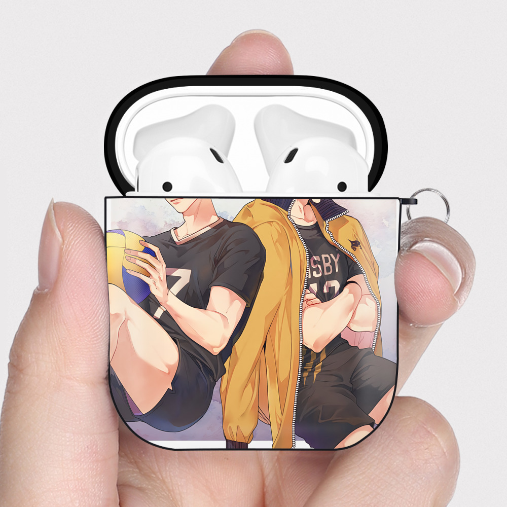 （画像用） ハイキュー!! Haikyu!! AirPods 第2世代保護ケース ハードシェル ブラック 耐衝撃・防指紋・カラビナ付き