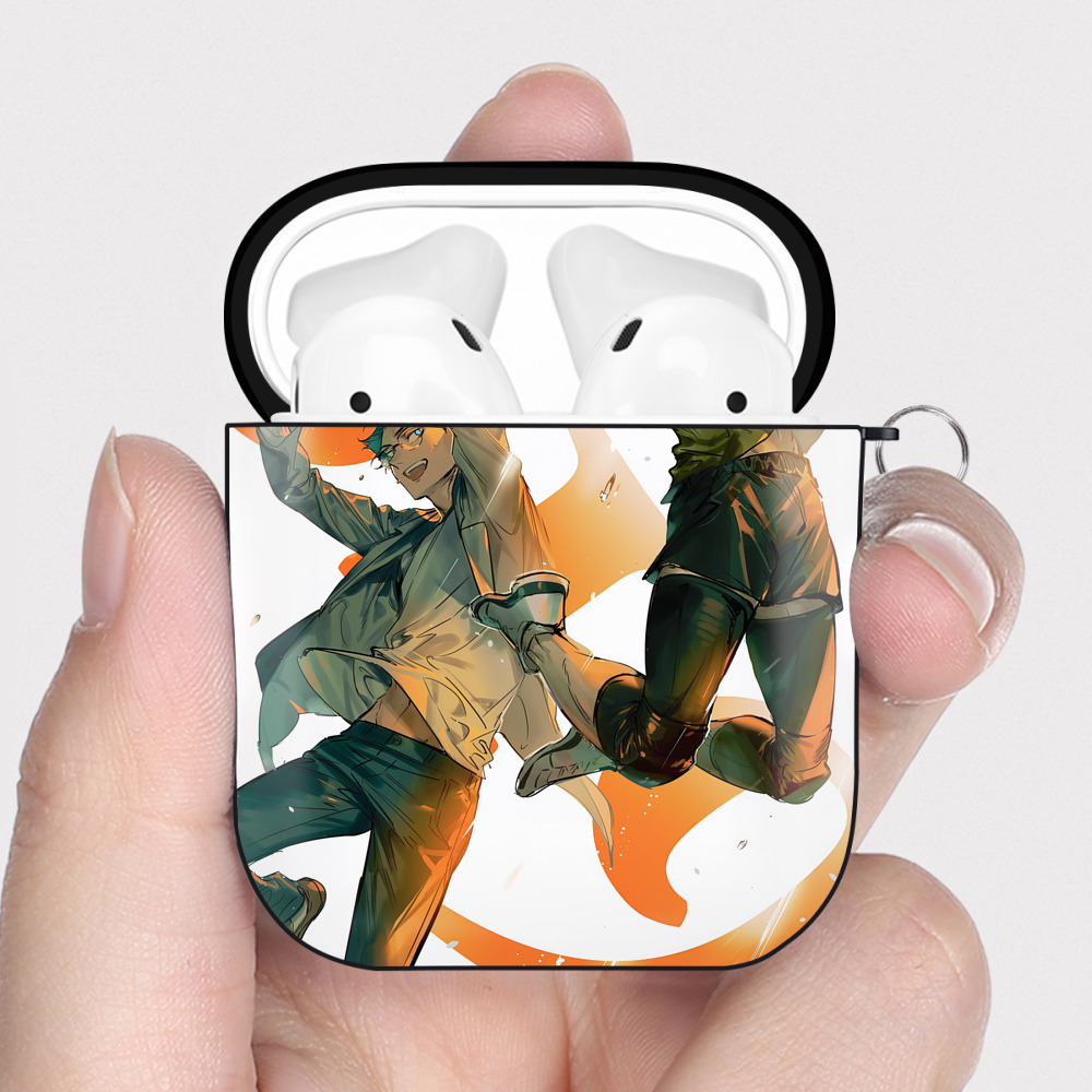 （画像用） ハイキュー!! Haikyu!! AirPods 第2世代保護ケース ハードシェル ブラック 耐衝撃・防指紋・カラビナ付き