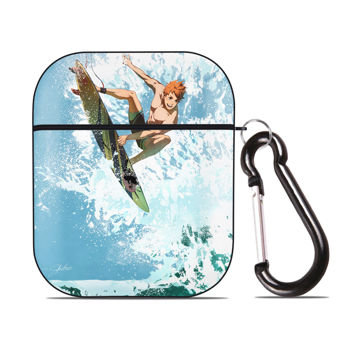 （画像用） ハイキュー!! Haikyu!! AirPods 第2世代保護ケース ハードシェル ブラック 耐衝撃・防指紋・カラビナ付き