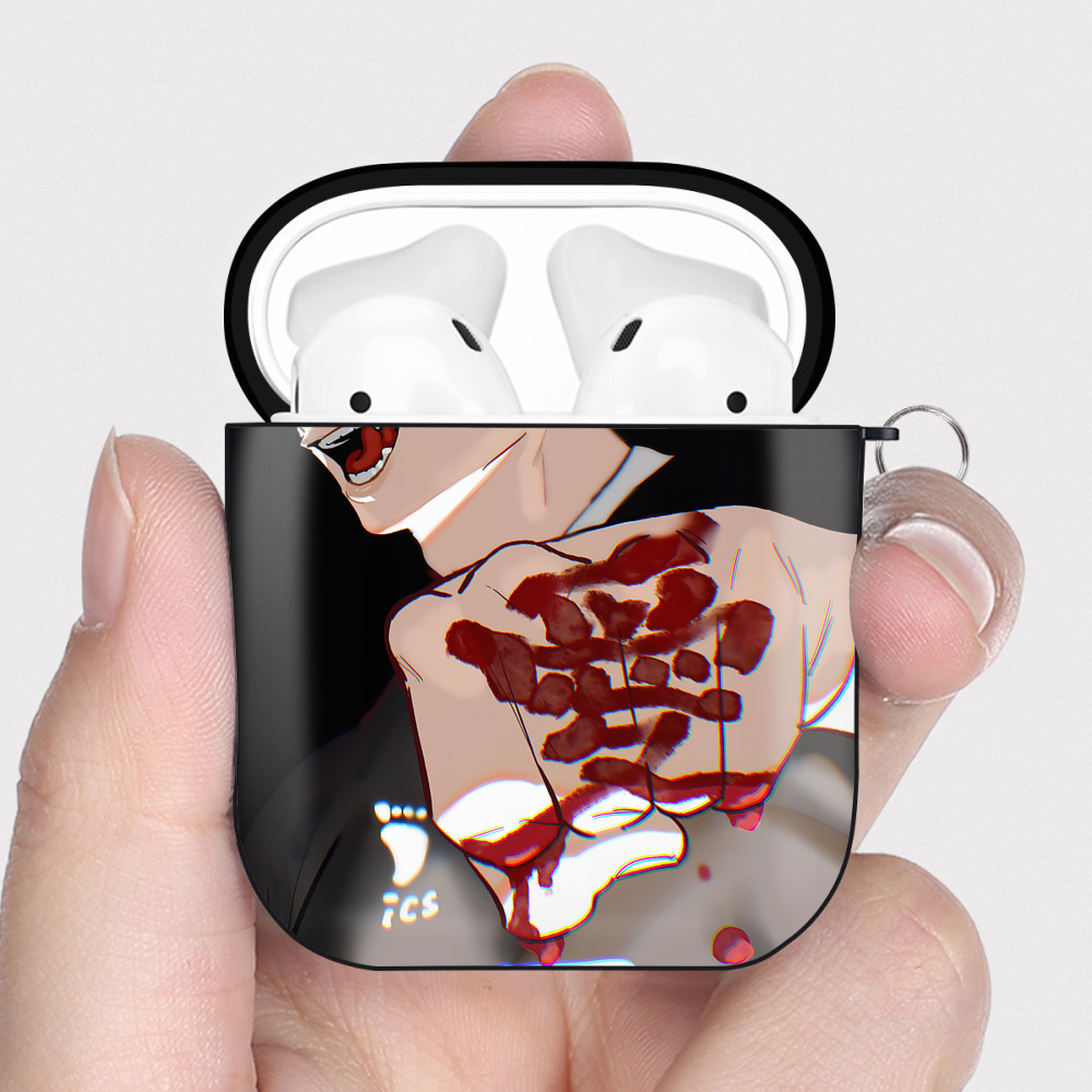 （画像用） ハイキュー!! Haikyu!! AirPods 第2世代保護ケース ハードシェル ブラック 耐衝撃・防指紋・カラビナ付き