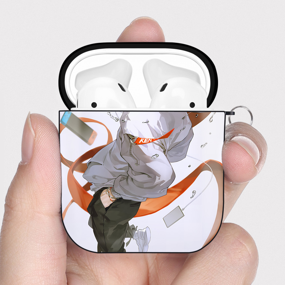 （画像用） ハイキュー!! Haikyu!! AirPods 第2世代保護ケース ハードシェル ブラック 耐衝撃・防指紋・カラビナ付き