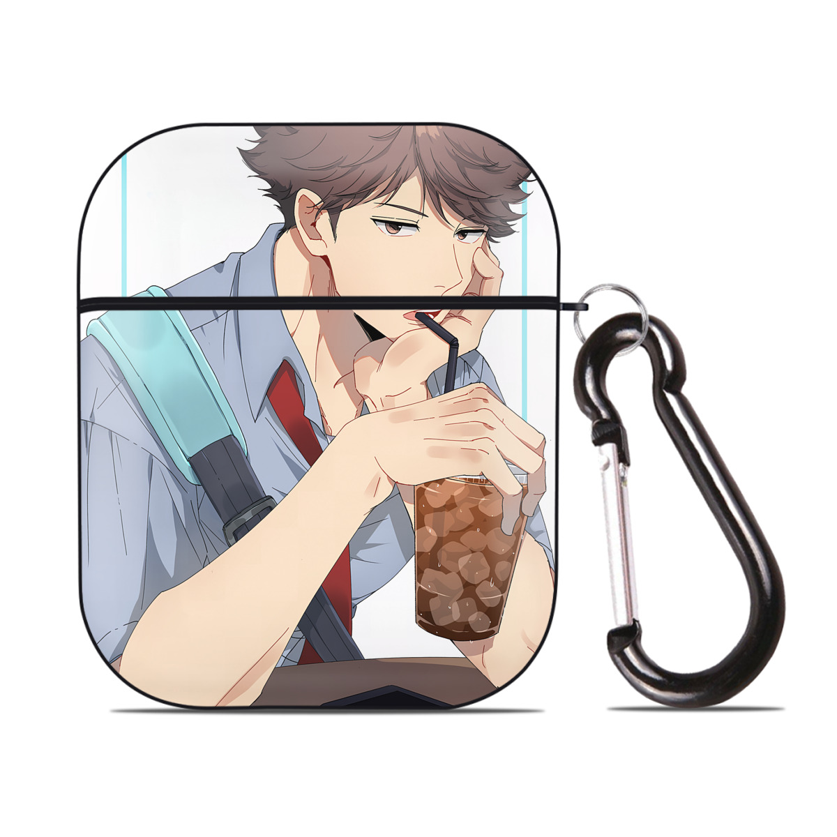 （画像用） ハイキュー!! Haikyu!! AirPods 第2世代保護ケース ハードシェル ブラック 耐衝撃・防指紋・カラビナ付き