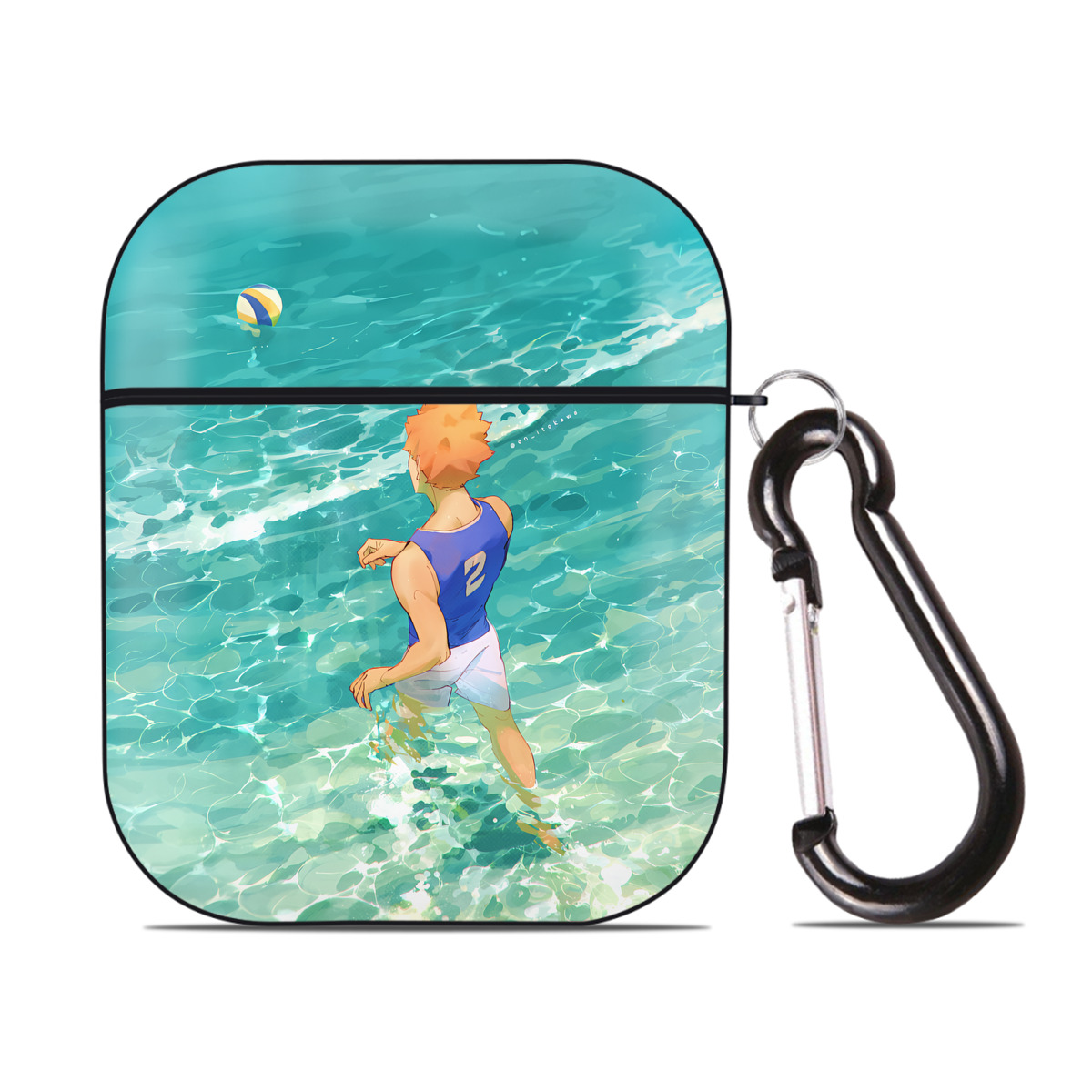 （画像用） ハイキュー!! Haikyu!! AirPods 第2世代保護ケース ハードシェル ブラック 耐衝撃・防指紋・カラビナ付き