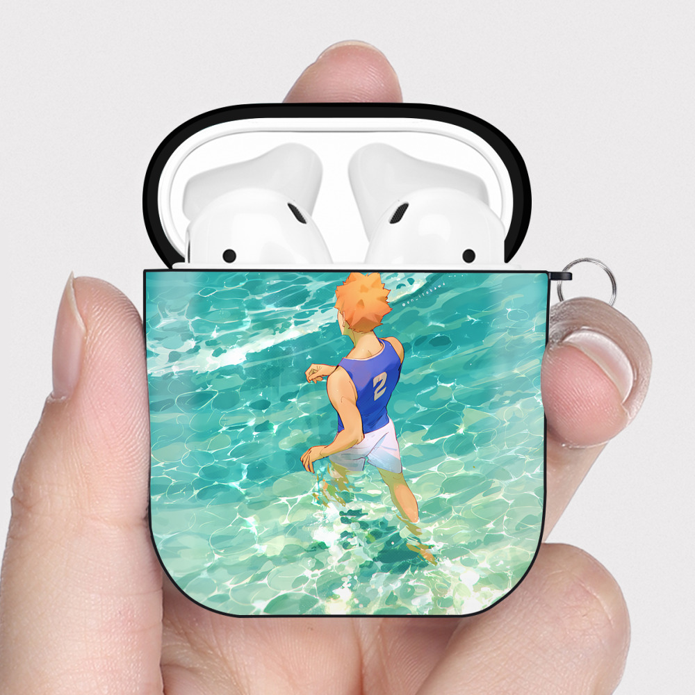 （画像用） ハイキュー!! Haikyu!! AirPods 第2世代保護ケース ハードシェル ブラック 耐衝撃・防指紋・カラビナ付き