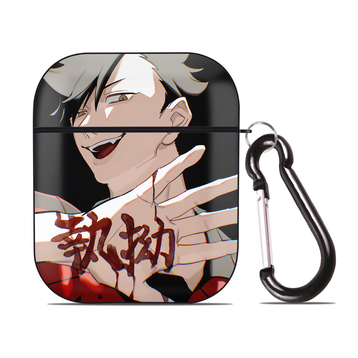 （画像用） ハイキュー!! Haikyu!! AirPods 第2世代保護ケース ハードシェル ブラック 耐衝撃・防指紋・カラビナ付き