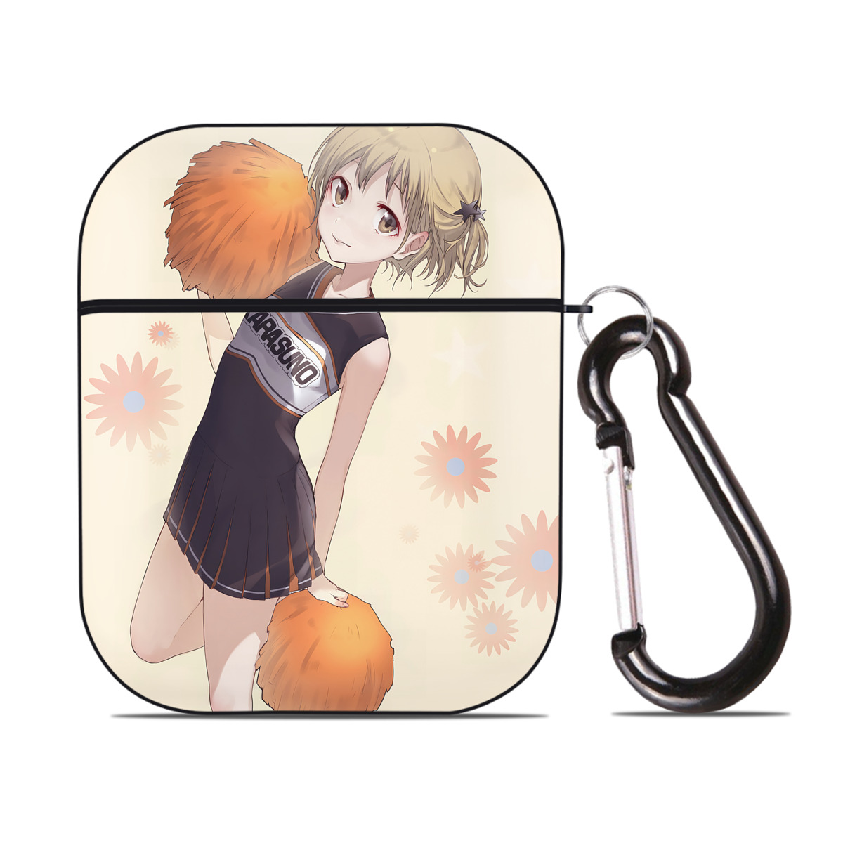 （画像用） ハイキュー!! Haikyu!! AirPods 第2世代保護ケース ハードシェル ブラック 耐衝撃・防指紋・カラビナ付き