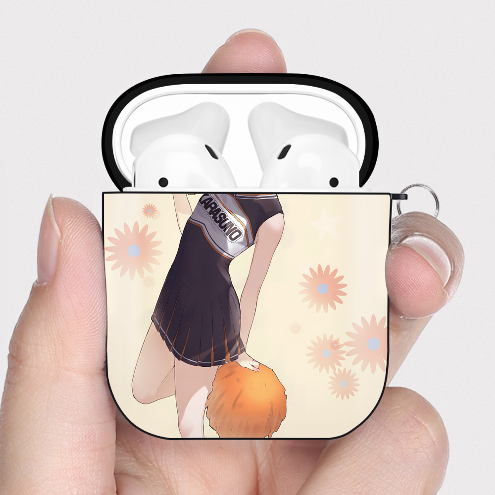 （画像用） ハイキュー!! Haikyu!! AirPods 第2世代保護ケース ハードシェル ブラック 耐衝撃・防指紋・カラビナ付き