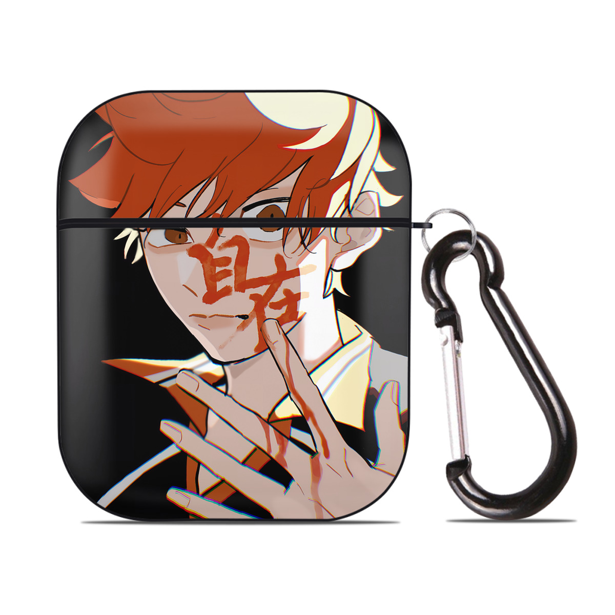（画像用） ハイキュー!! Haikyu!! AirPods 第2世代保護ケース ハードシェル ブラック 耐衝撃・防指紋・カラビナ付き