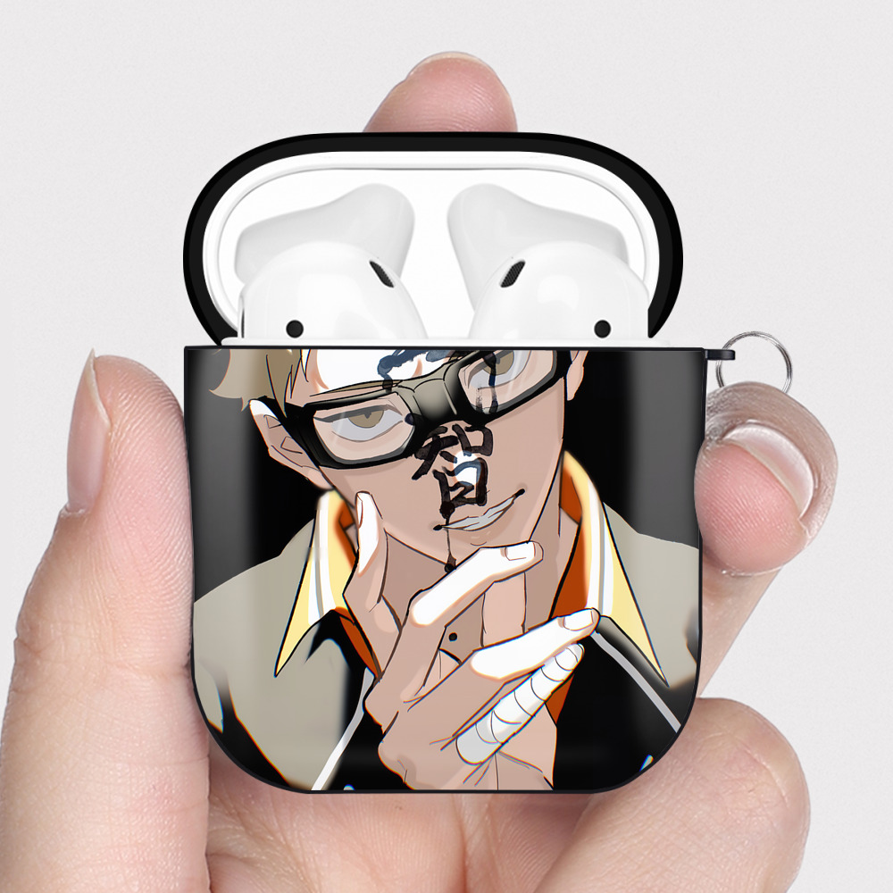 （画像用） ハイキュー!! Haikyu!! AirPods 第2世代保護ケース ハードシェル ブラック 耐衝撃・防指紋・カラビナ付き