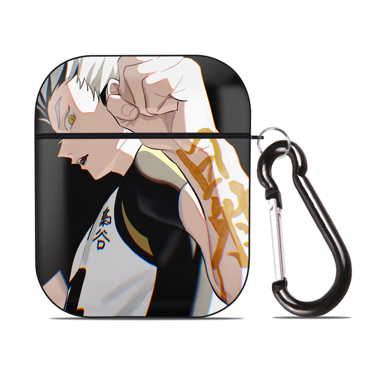 （画像用） ハイキュー!! Haikyu!! AirPods 第2世代保護ケース ハードシェル ブラック 耐衝撃・防指紋・カラビナ付き