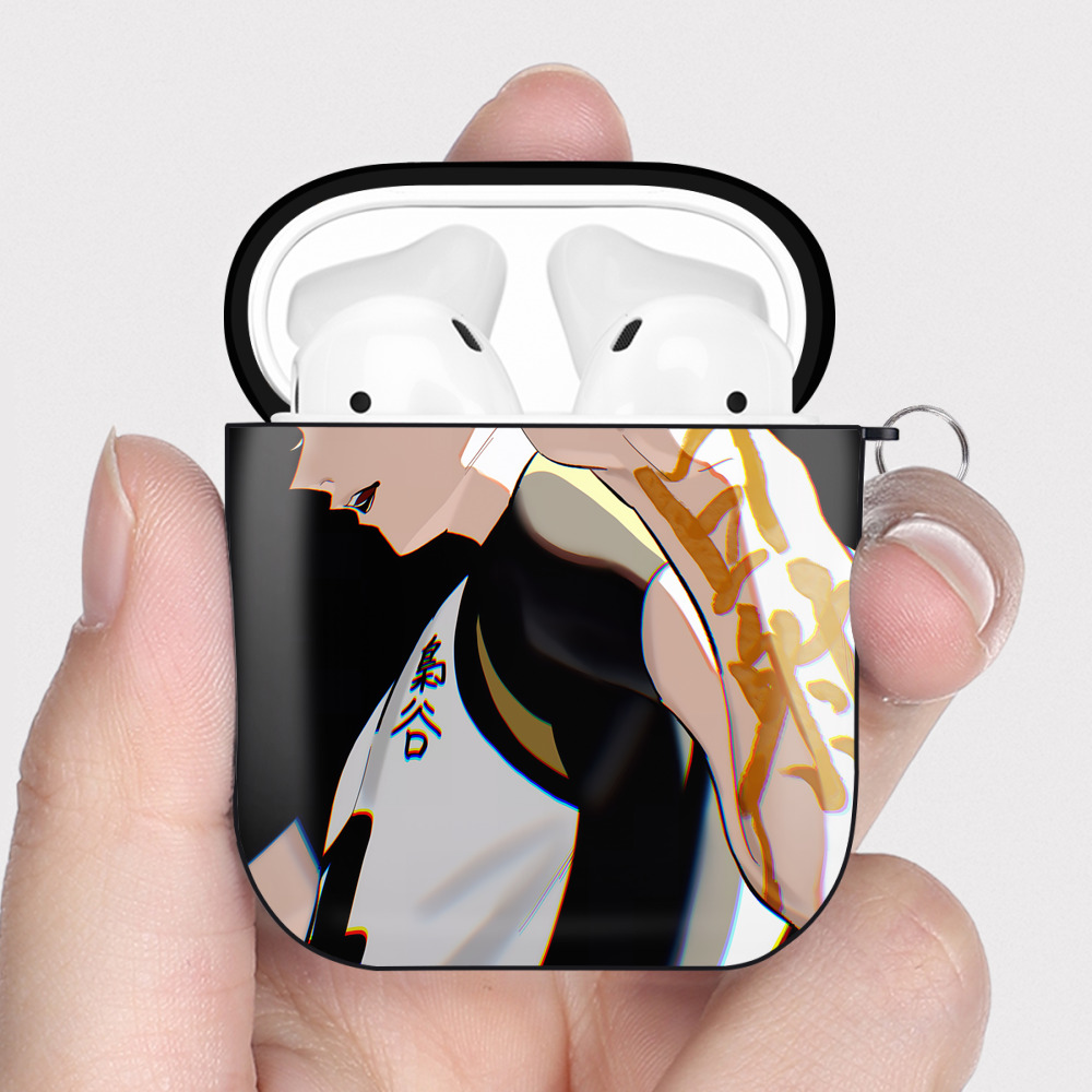 （画像用） ハイキュー!! Haikyu!! AirPods 第2世代保護ケース ハードシェル ブラック 耐衝撃・防指紋・カラビナ付き