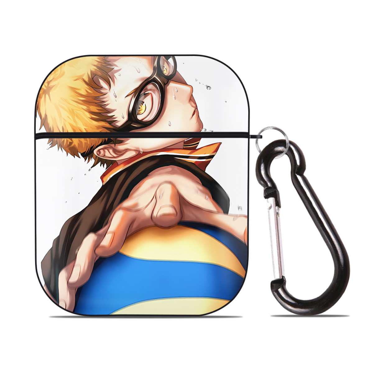（画像用） ハイキュー!! Haikyu!! AirPods 第2世代保護ケース ハードシェル ブラック 耐衝撃・防指紋・カラビナ付き