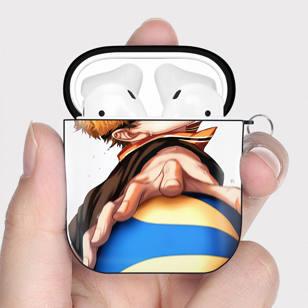 （画像用） ハイキュー!! Haikyu!! AirPods 第2世代保護ケース ハードシェル ブラック 耐衝撃・防指紋・カラビナ付き