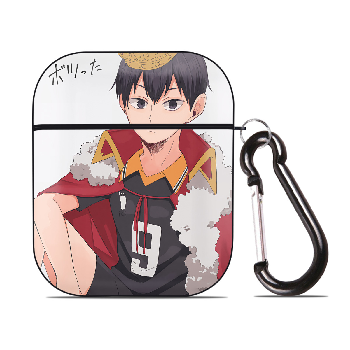 （画像用） ハイキュー!! Haikyu!! AirPods 第2世代保護ケース ハードシェル ブラック 耐衝撃・防指紋・カラビナ付き