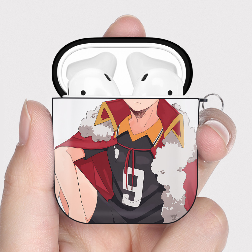 （画像用） ハイキュー!! Haikyu!! AirPods 第2世代保護ケース ハードシェル ブラック 耐衝撃・防指紋・カラビナ付き