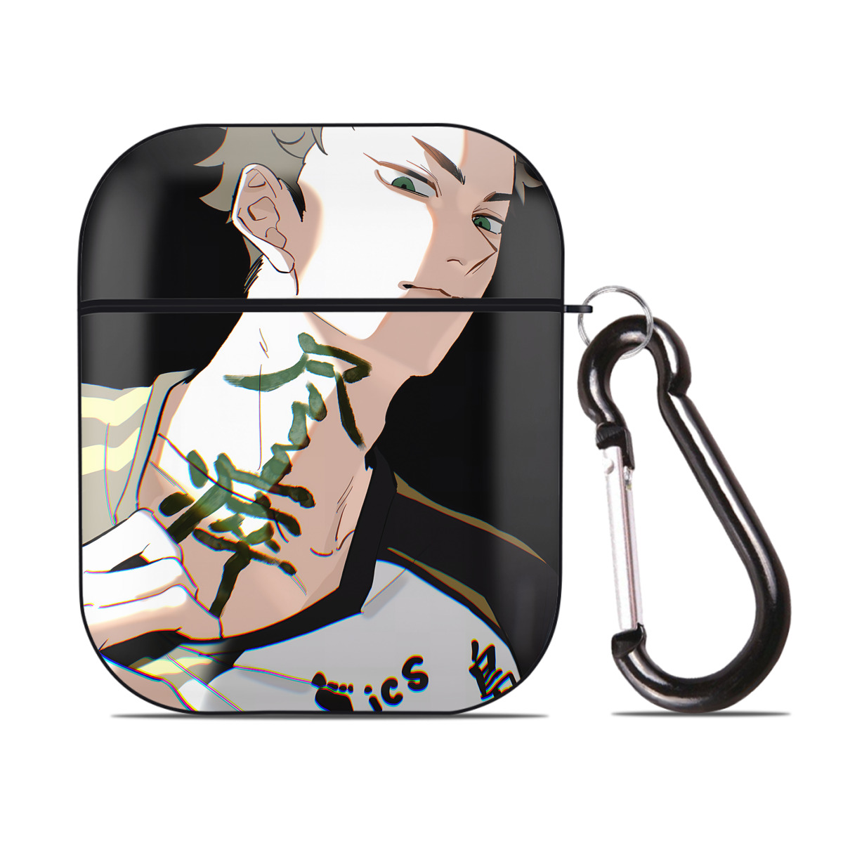 （画像用） ハイキュー!! Haikyu!! AirPods 第2世代保護ケース ハードシェル ブラック 耐衝撃・防指紋・カラビナ付き