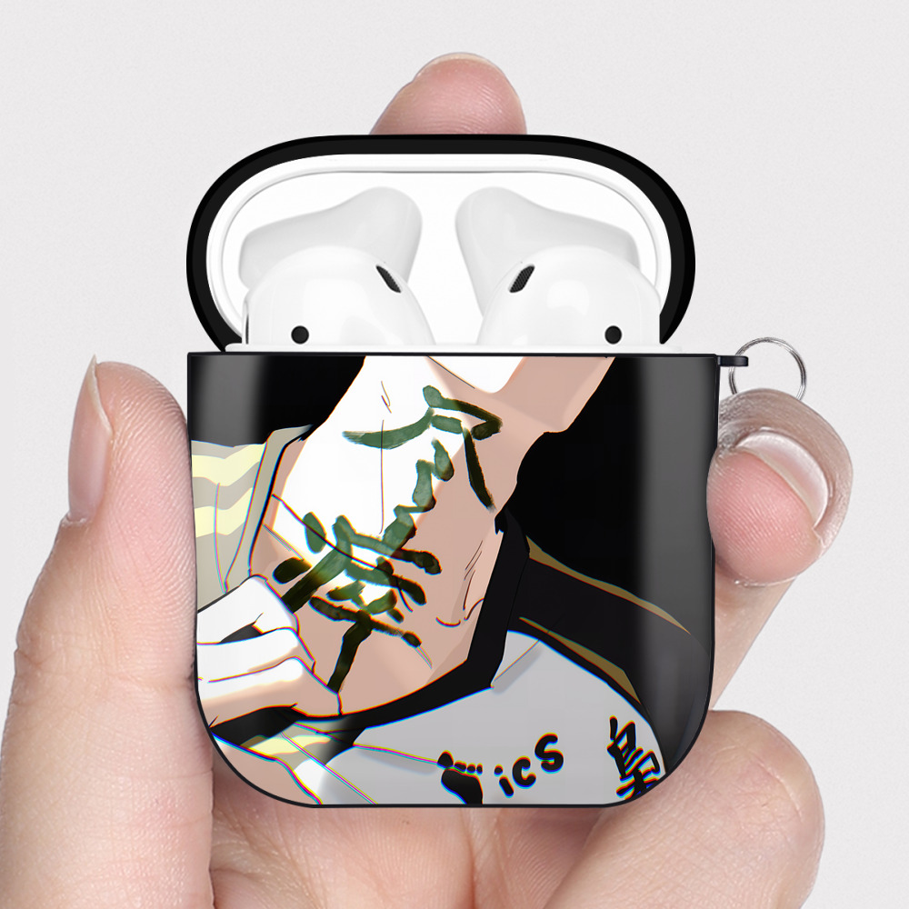 （画像用） ハイキュー!! Haikyu!! AirPods 第2世代保護ケース ハードシェル ブラック 耐衝撃・防指紋・カラビナ付き