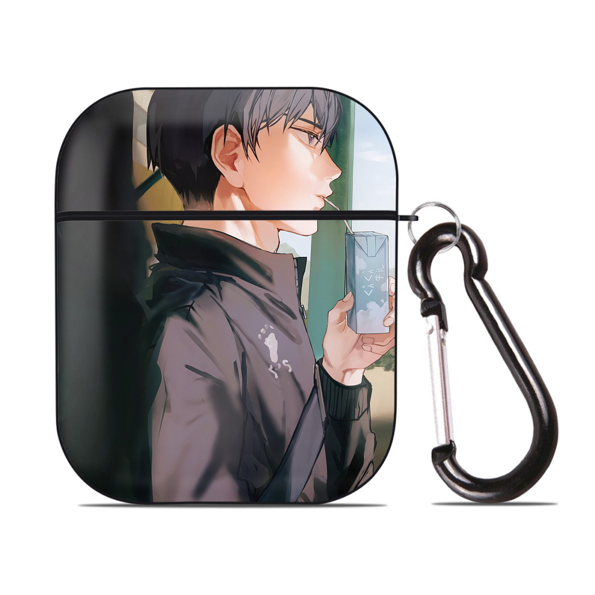 （画像用） ハイキュー!! Haikyu!! AirPods 第2世代保護ケース ハードシェル ブラック 耐衝撃・防指紋・カラビナ付き
