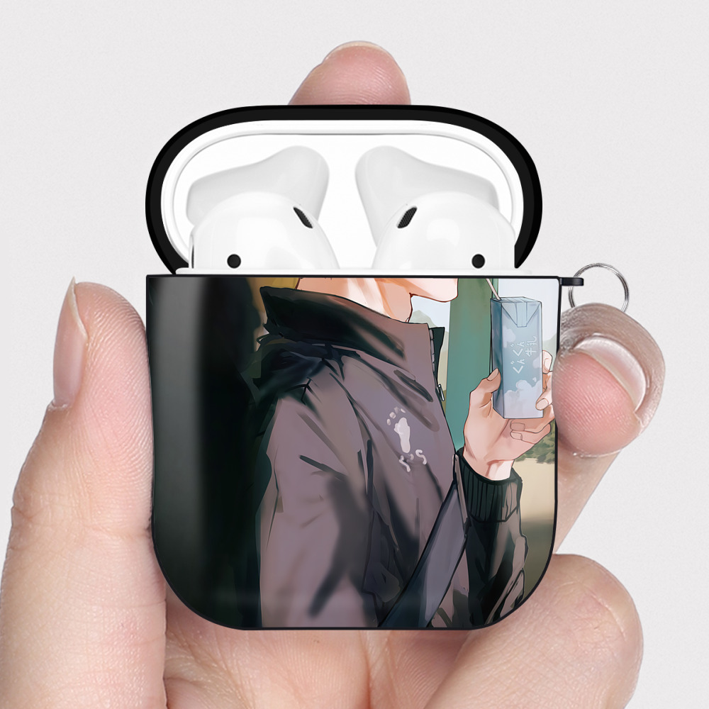 （画像用） ハイキュー!! Haikyu!! AirPods 第2世代保護ケース ハードシェル ブラック 耐衝撃・防指紋・カラビナ付き