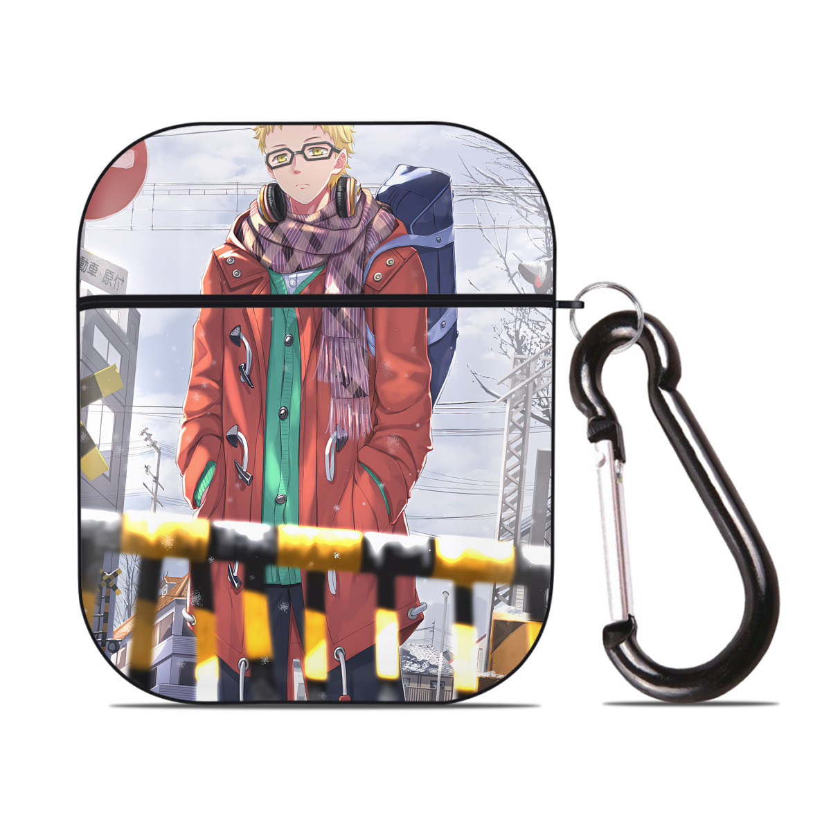 （画像用） ハイキュー!! Haikyu!! AirPods 第2世代保護ケース ハードシェル ブラック 耐衝撃・防指紋・カラビナ付き