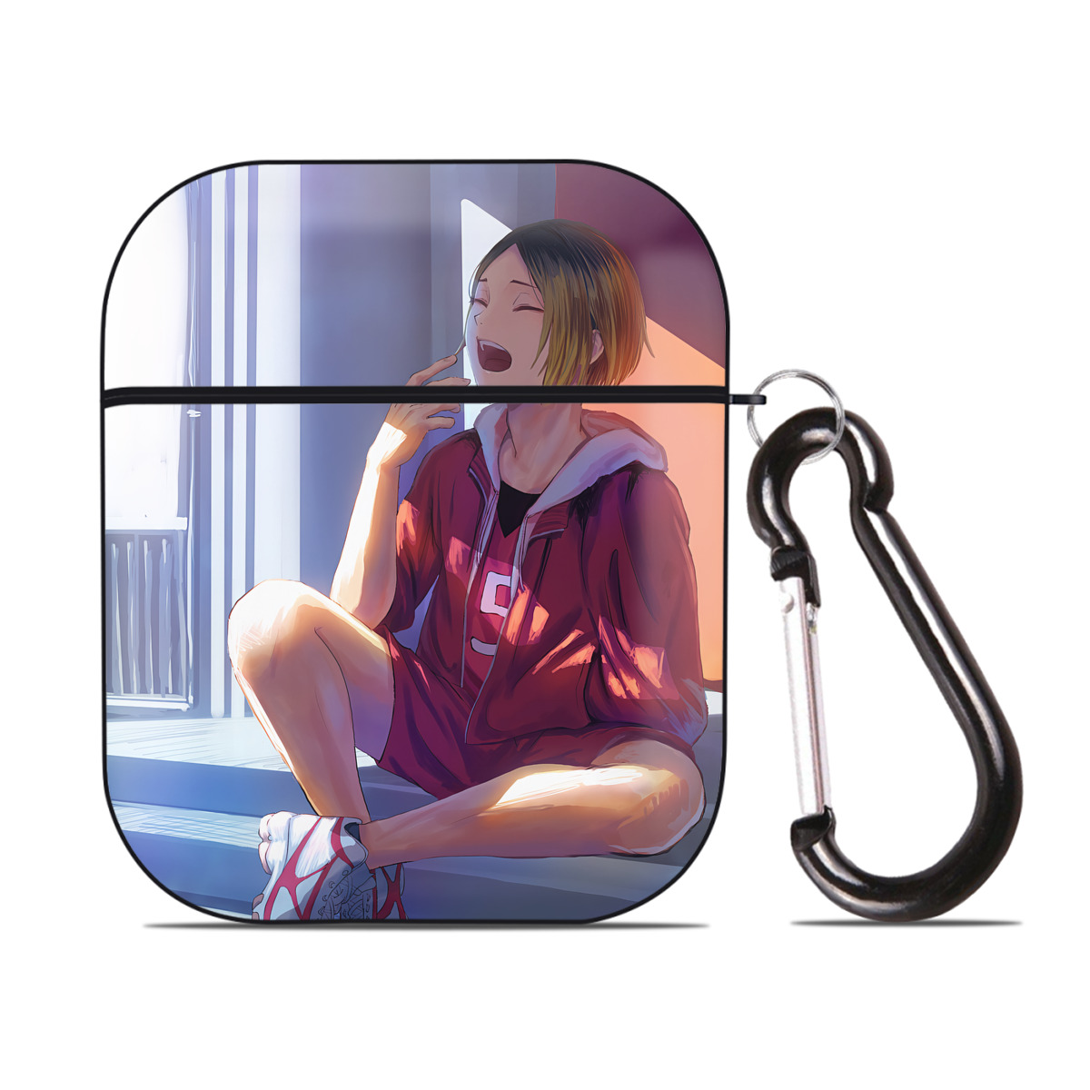 （画像用） ハイキュー!! Haikyu!! AirPods 第2世代保護ケース ハードシェル ブラック 耐衝撃・防指紋・カラビナ付き