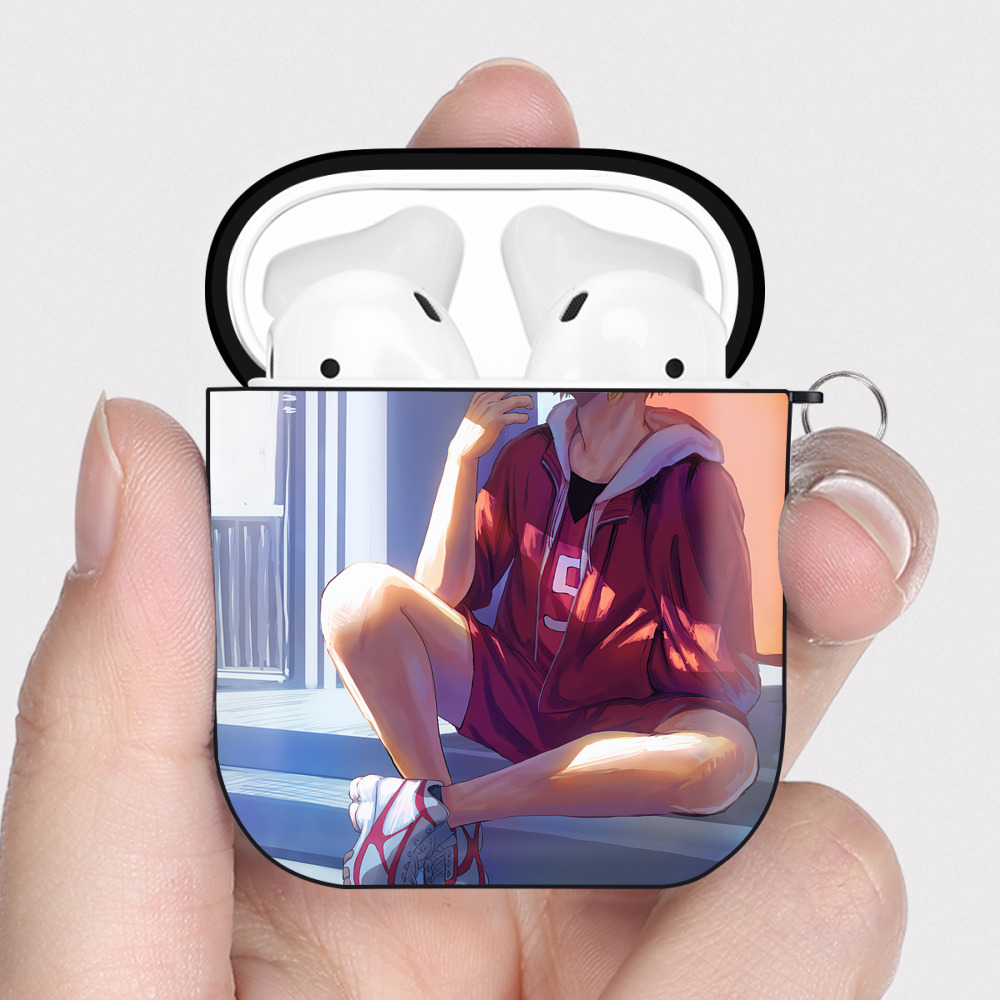 （画像用） ハイキュー!! Haikyu!! AirPods 第2世代保護ケース ハードシェル ブラック 耐衝撃・防指紋・カラビナ付き