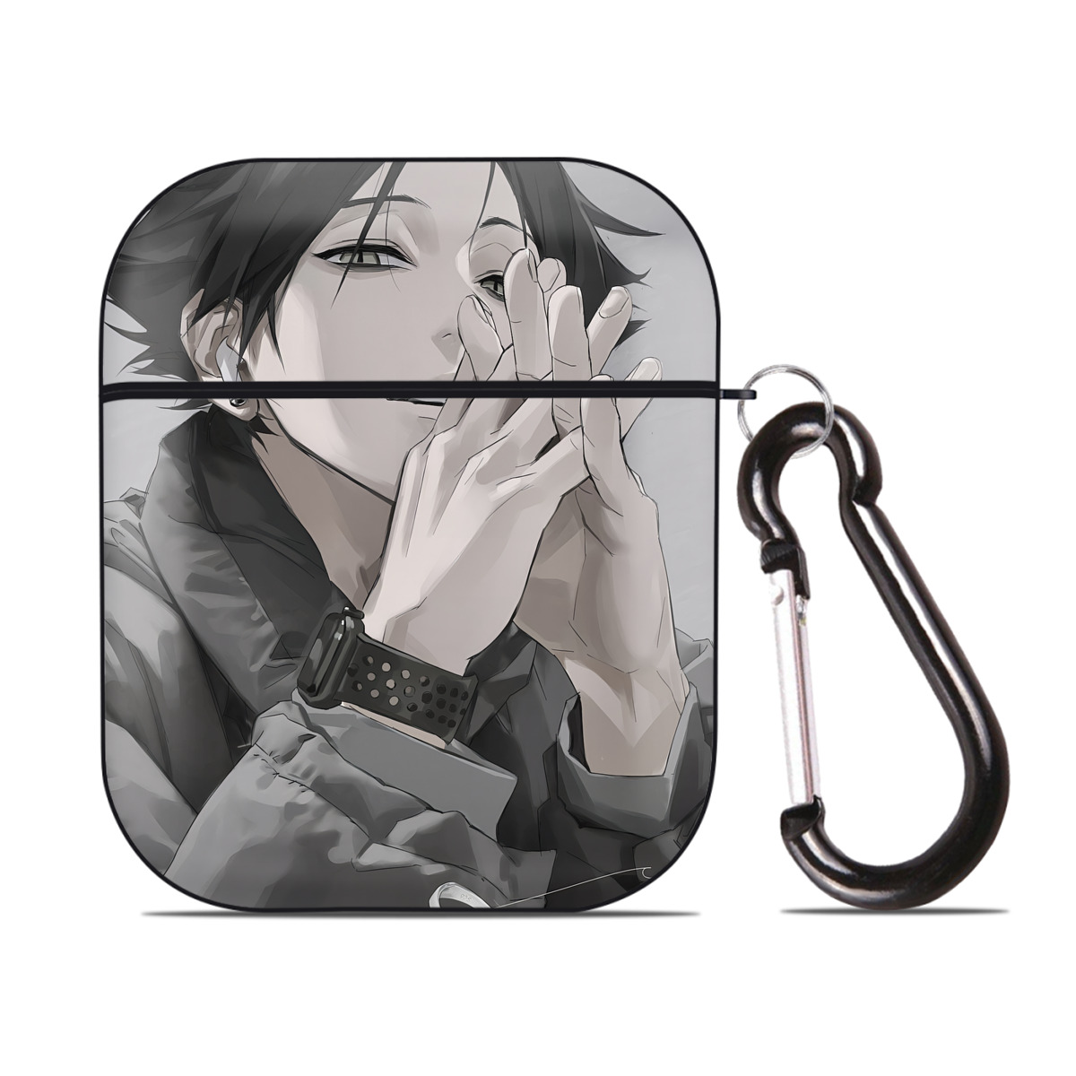 （画像用） ハイキュー!! Haikyu!! AirPods 第2世代保護ケース ハードシェル ブラック 耐衝撃・防指紋・カラビナ付き