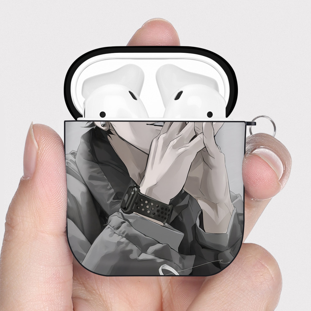 （画像用） ハイキュー!! Haikyu!! AirPods 第2世代保護ケース ハードシェル ブラック 耐衝撃・防指紋・カラビナ付き
