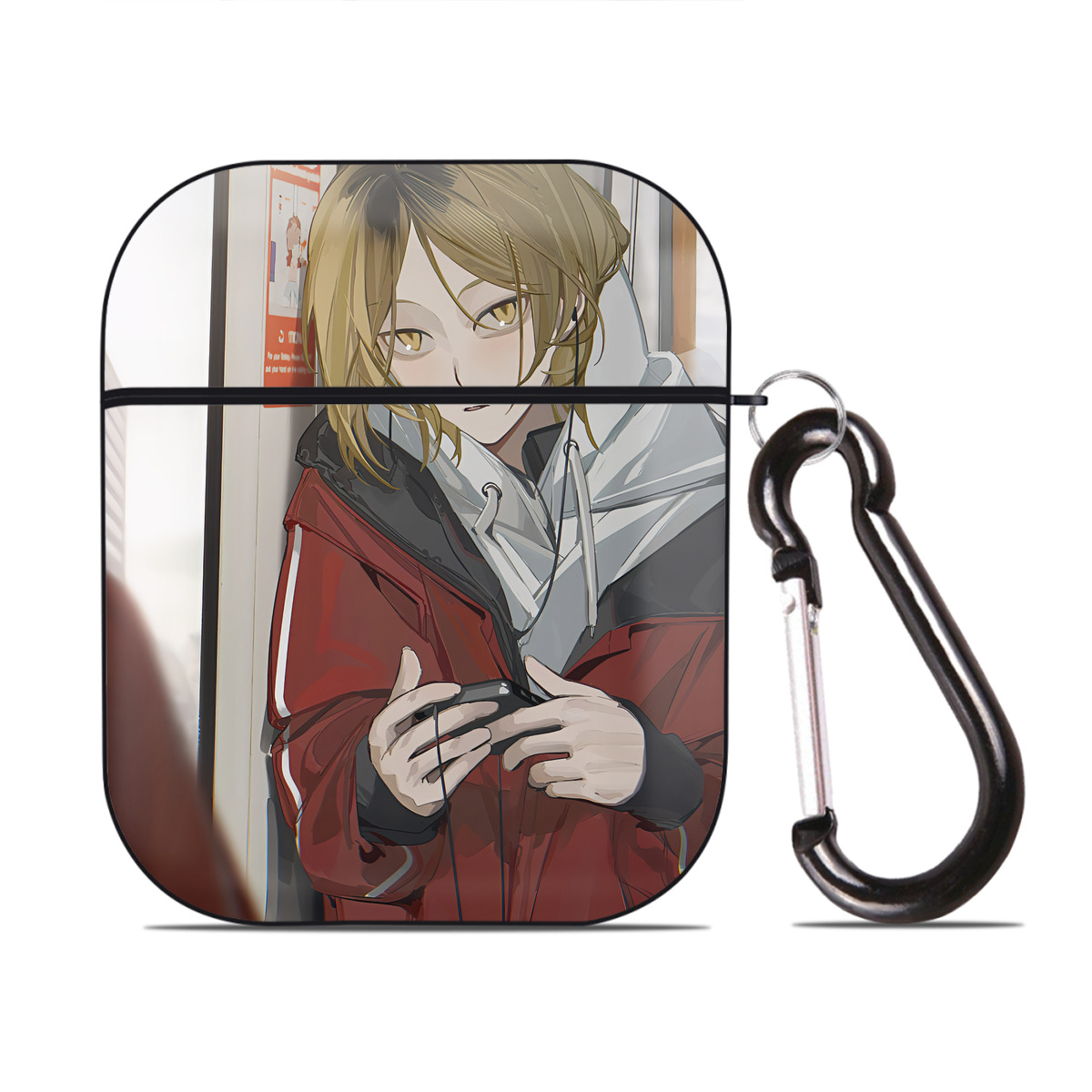 （画像用） ハイキュー!! Haikyu!! AirPods 第2世代保護ケース ハードシェル ブラック 耐衝撃・防指紋・カラビナ付き
