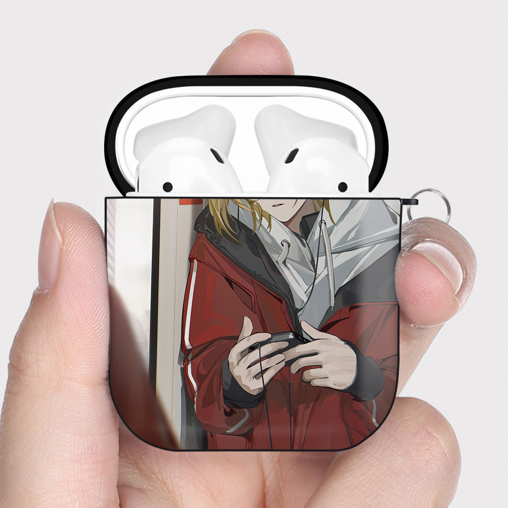 （画像用） ハイキュー!! Haikyu!! AirPods 第2世代保護ケース ハードシェル ブラック 耐衝撃・防指紋・カラビナ付き