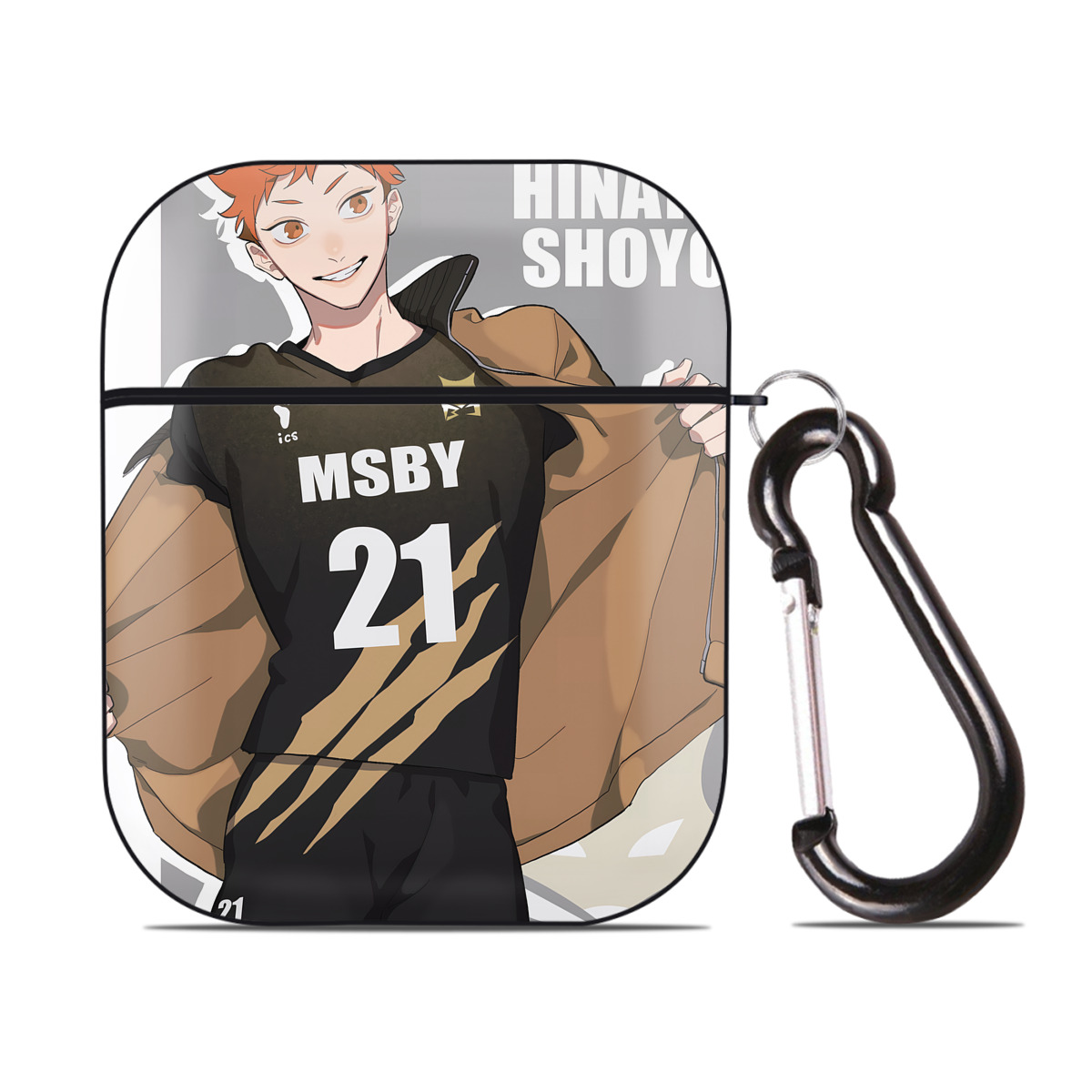 （画像用） ハイキュー!! Haikyu!! AirPods 第2世代保護ケース ハードシェル ブラック 耐衝撃・防指紋・カラビナ付き