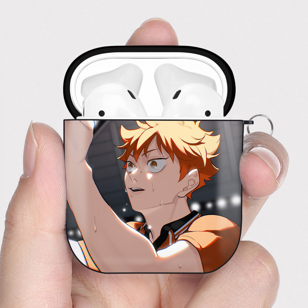（画像用） ハイキュー!! Haikyu!! AirPods 第2世代保護ケース ハードシェル ブラック 耐衝撃・防指紋・カラビナ付き