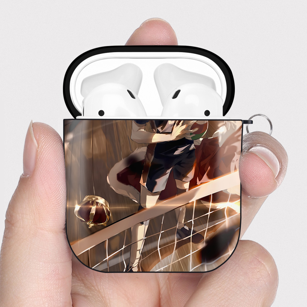 （画像用） ハイキュー!! Haikyu!! AirPods 第2世代保護ケース ハードシェル ブラック 耐衝撃・防指紋・カラビナ付き