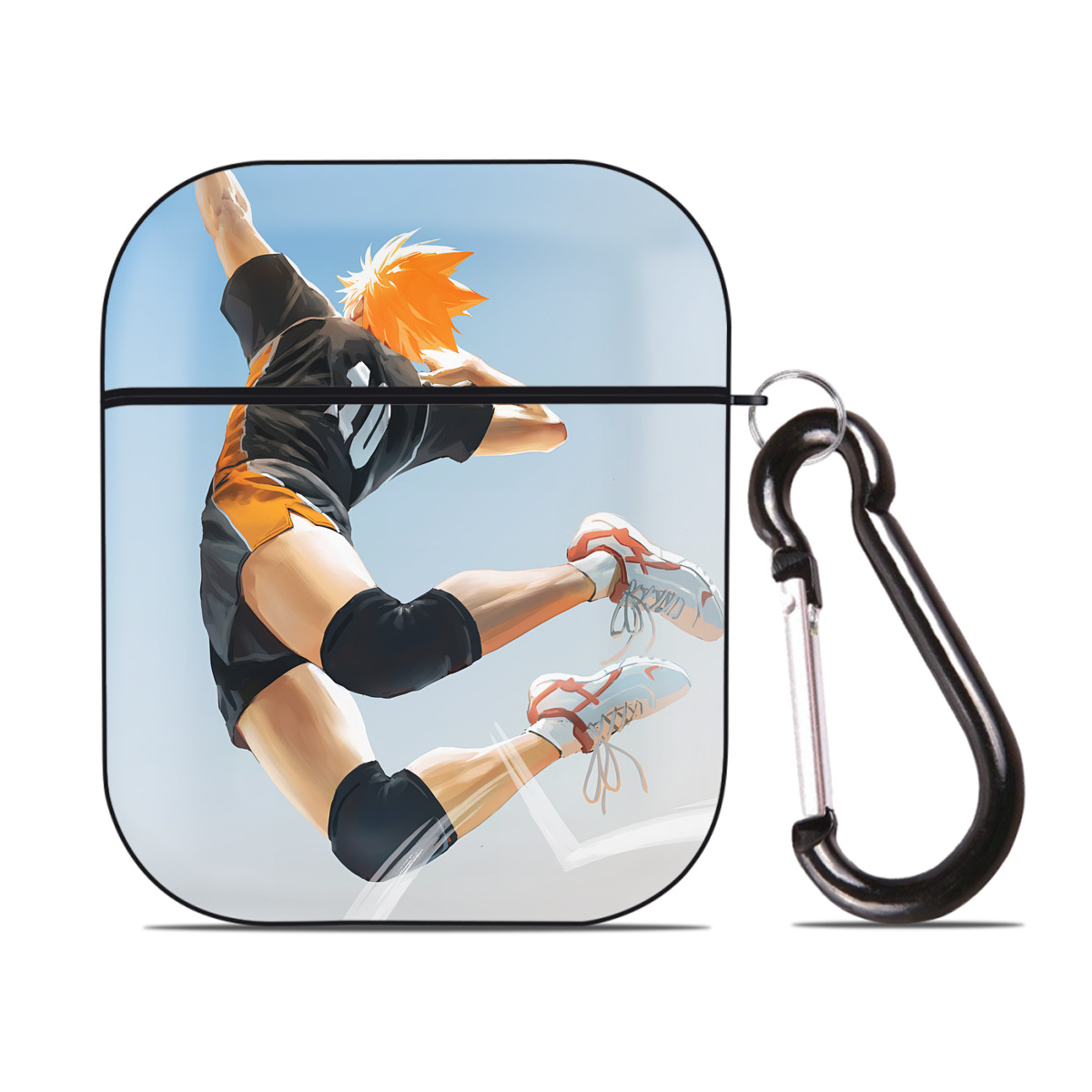 （画像用） ハイキュー!! Haikyu!! AirPods 第2世代保護ケース ハードシェル ブラック 耐衝撃・防指紋・カラビナ付き