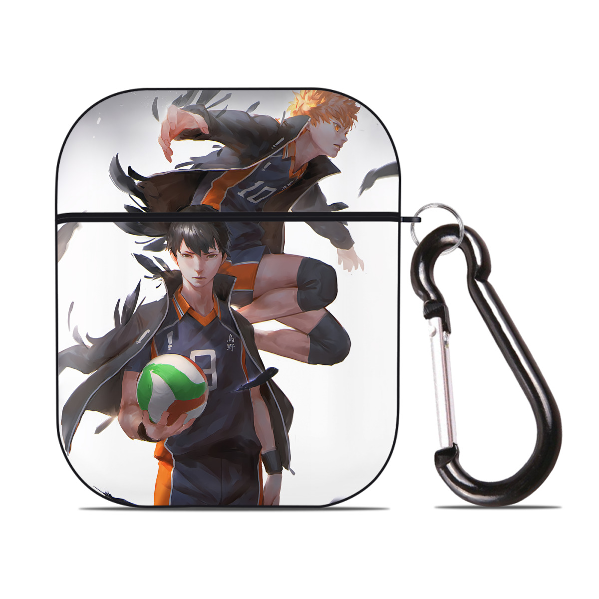 （画像用） ハイキュー!! Haikyu!! AirPods 第2世代保護ケース ハードシェル ブラック 耐衝撃・防指紋・カラビナ付き