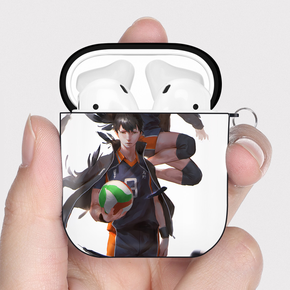 （画像用） ハイキュー!! Haikyu!! AirPods 第2世代保護ケース ハードシェル ブラック 耐衝撃・防指紋・カラビナ付き