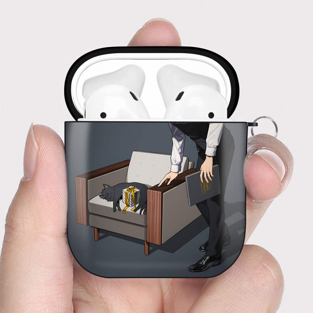（画像用） ハイキュー!! Haikyu!! AirPods 第2世代保護ケース ハードシェル ブラック 耐衝撃・防指紋・カラビナ付き