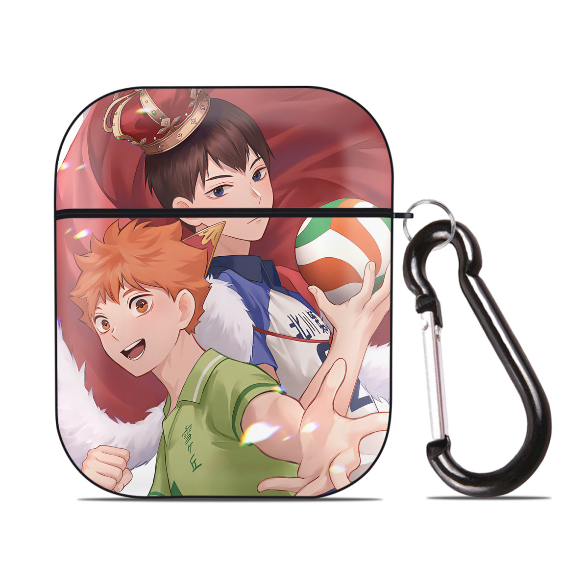 （画像用） ハイキュー!! Haikyu!! AirPods 第2世代保護ケース ハードシェル ブラック 耐衝撃・防指紋・カラビナ付き
