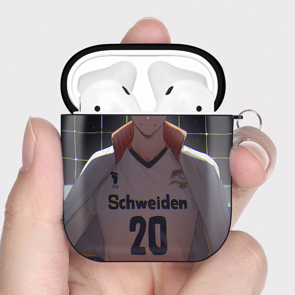 （画像用） ハイキュー!! Haikyu!! AirPods 第2世代保護ケース ハードシェル ブラック 耐衝撃・防指紋・カラビナ付き